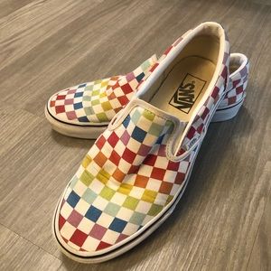 Rainbow Checkered Vans Off The Wall
